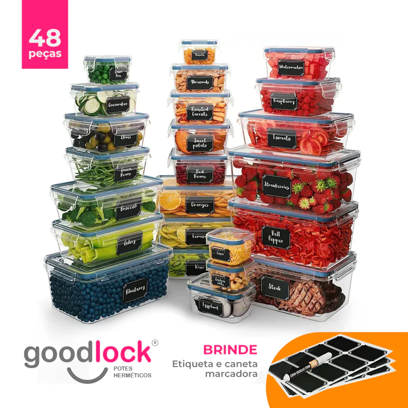 Kit 24 Potes Plásticos Herméticos Organizados